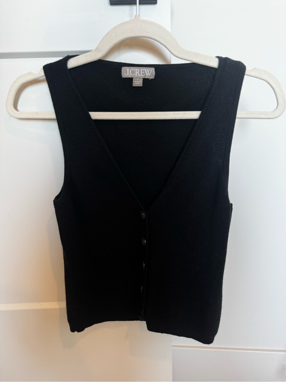 J.Crew Black Silk Cashmere Button Front Sweater Vest Size S